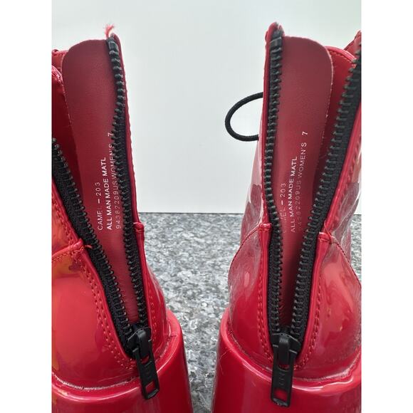 Demonia Camel 203 Red Patent Leather Platform Boots Women's Size 7 - Picture 13 of 15